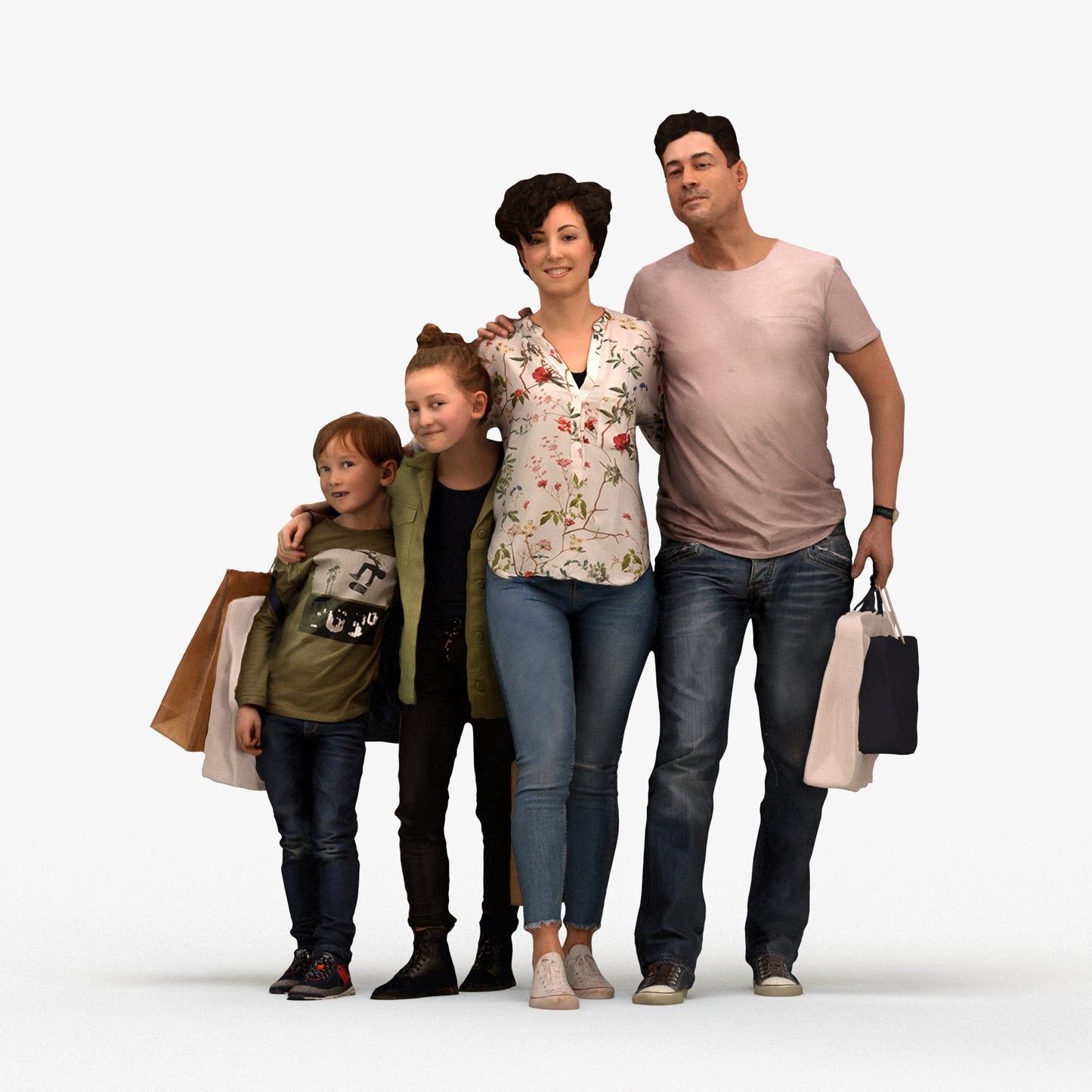 photogrammetry 3D girl casual kids, realistic human model archviz FBX, three-quarter front view render