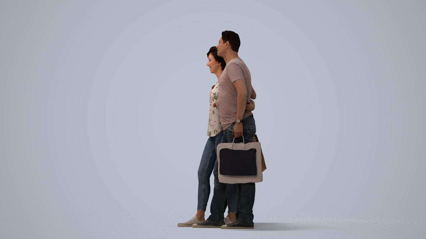 photogrammetry 3D girl casual kids, realistic human model archviz FBX, three-quarter view render