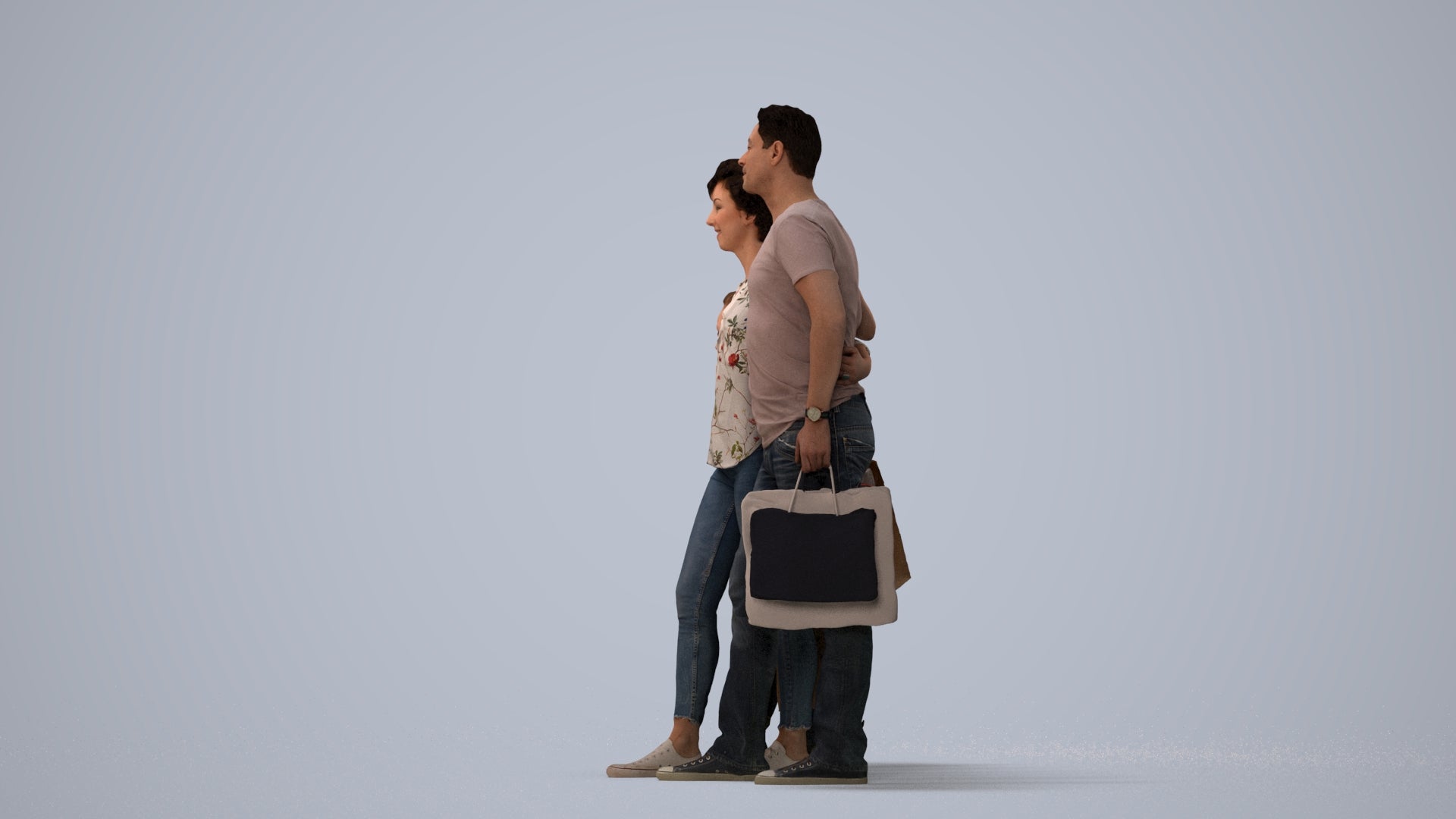 photogrammetry 3D girl casual kids, realistic human model archviz FBX, three-quarter view render
