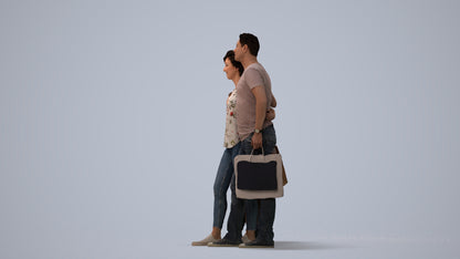 photogrammetry 3D girl casual kids, realistic human model archviz FBX, three-quarter view render