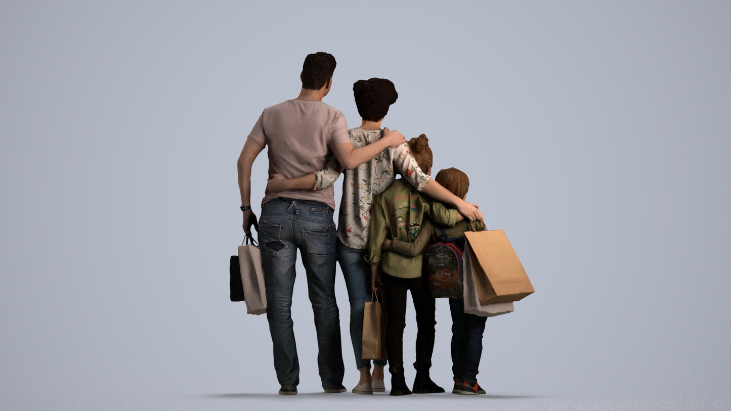 photogrammetry 3D girl casual kids, realistic human model archviz FBX, front view render