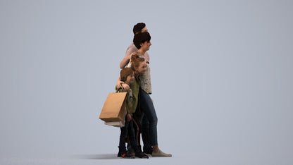 photogrammetry 3D girl casual kids, realistic human model archviz FBX, side view render