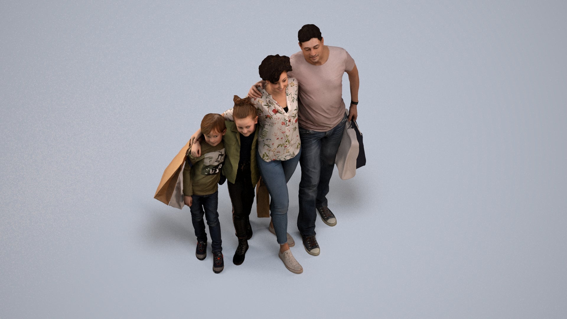 photogrammetry 3D girl casual kids, realistic human model archviz FBX, back view render