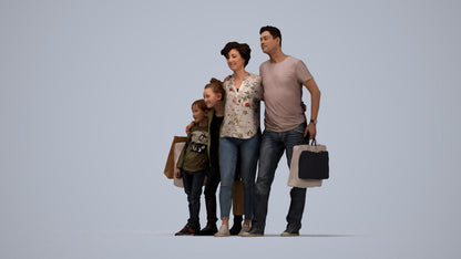 photogrammetry 3D girl casual kids, realistic human model archviz FBX, top-down view render