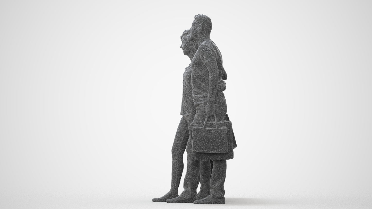 photogrammetry 3D girl casual kids, realistic human model archviz FBX, wireframe side view