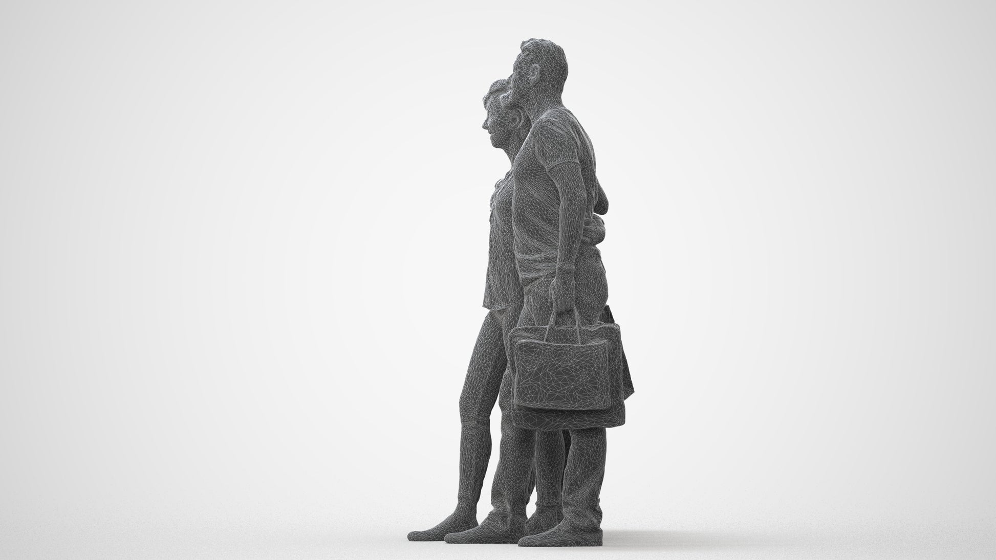 photogrammetry 3D girl casual kids, realistic human model archviz FBX, wireframe side view
