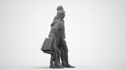 photogrammetry 3D girl casual kids, realistic human model archviz FBX, wireframe back view