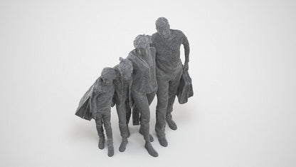 photogrammetry 3D girl casual kids, realistic human model archviz FBX, wireframe top-down view