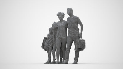 photogrammetry 3D girl casual kids, realistic human model archviz FBX, wireframe three-quarter back view