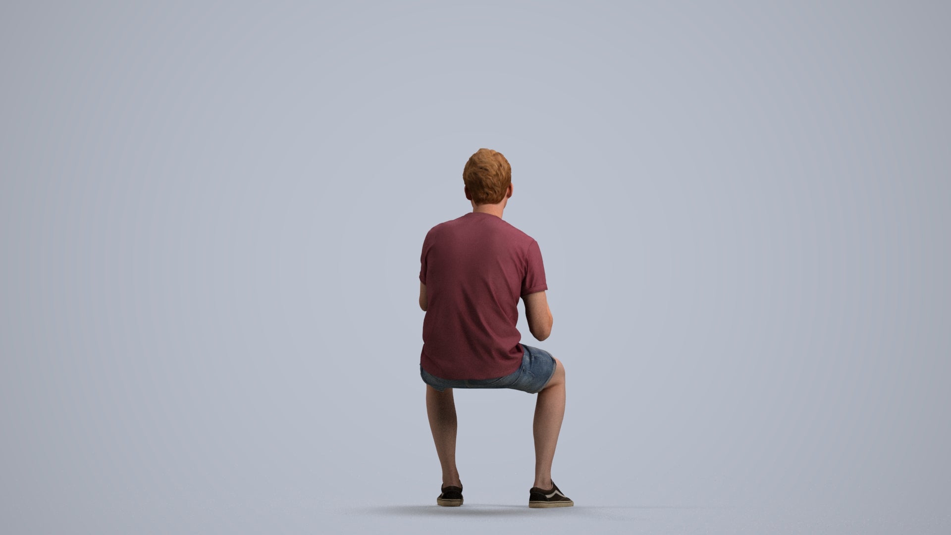 realistic 3D man casual sitting, scanned archviz people for Blender and 3ds Max, front view render