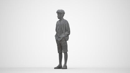 scanned 3D boy casual kids, photogrammetry people for Enscape and V-Ray, wireframe back view