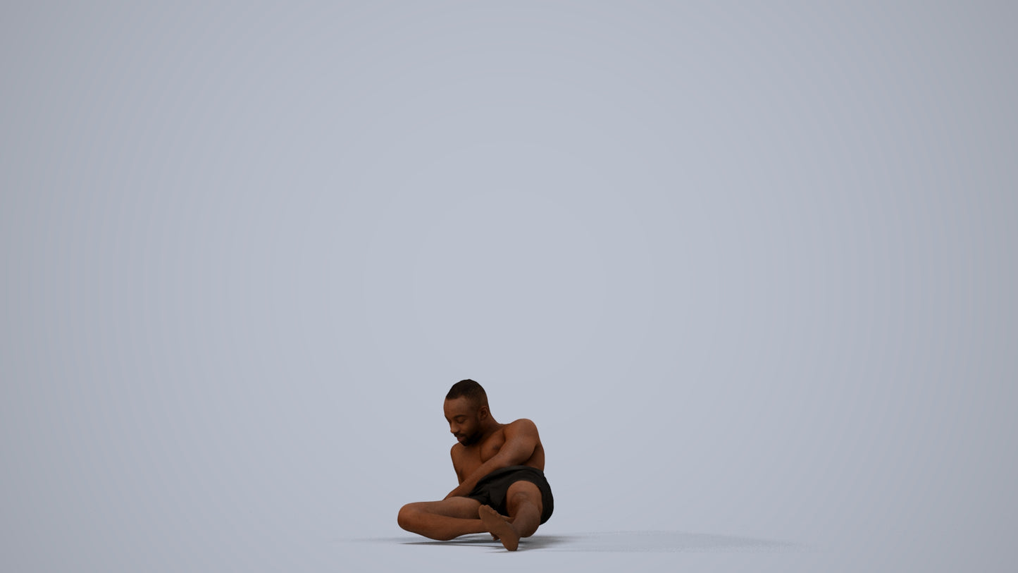 3D people model man pool, scanned human for 3ds Max rendering, three-quarter view render