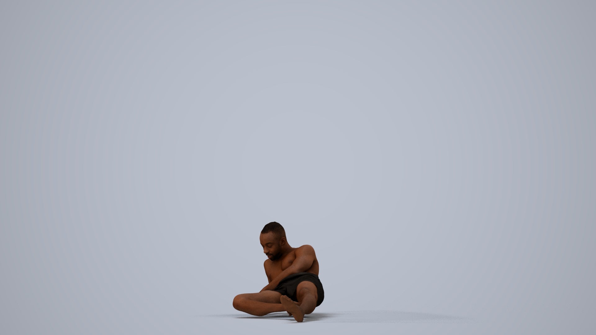 3D people model man pool, scanned human for 3ds Max rendering, three-quarter view render