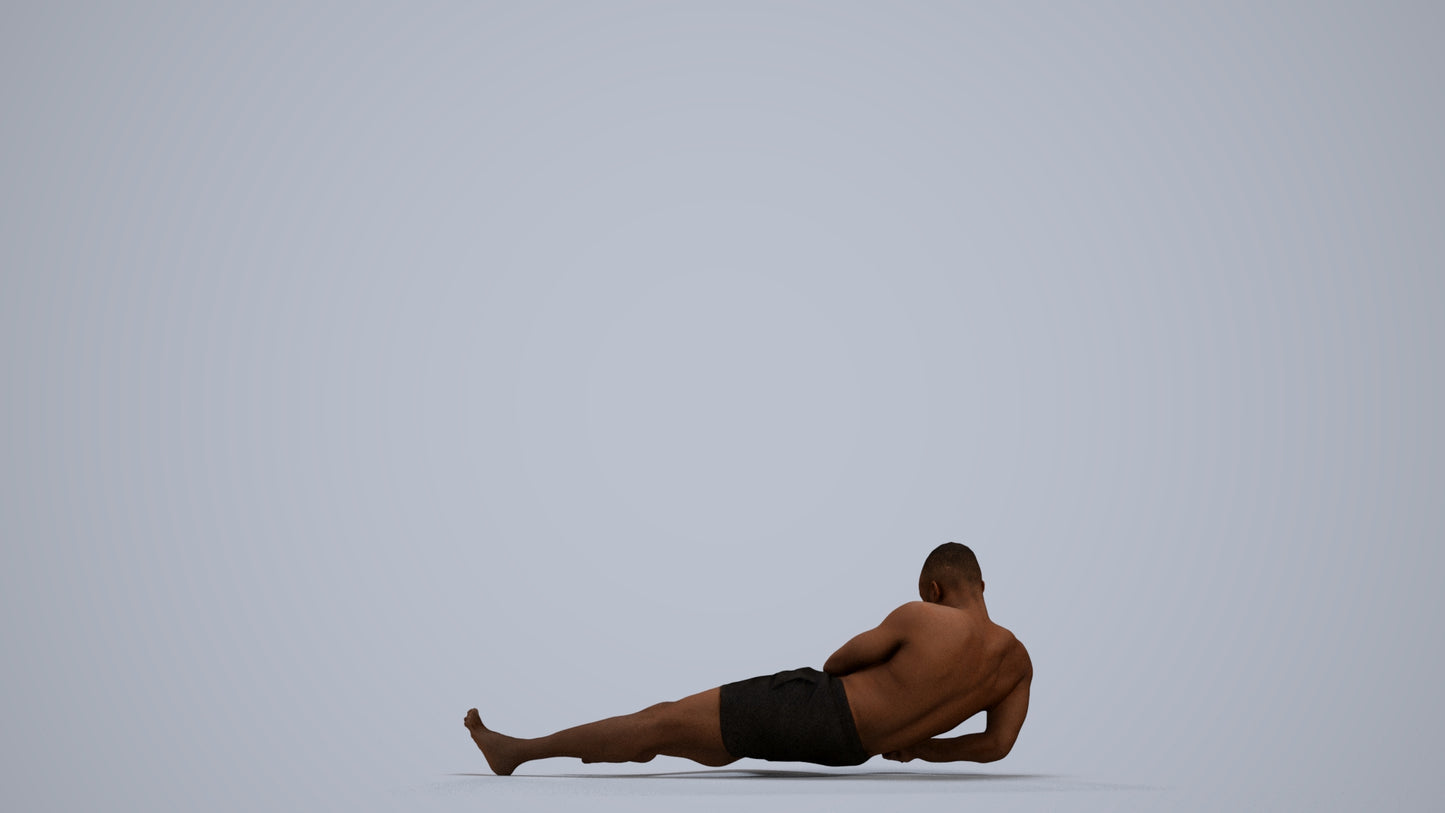 3D people model man pool, scanned human for 3ds Max rendering, front view render