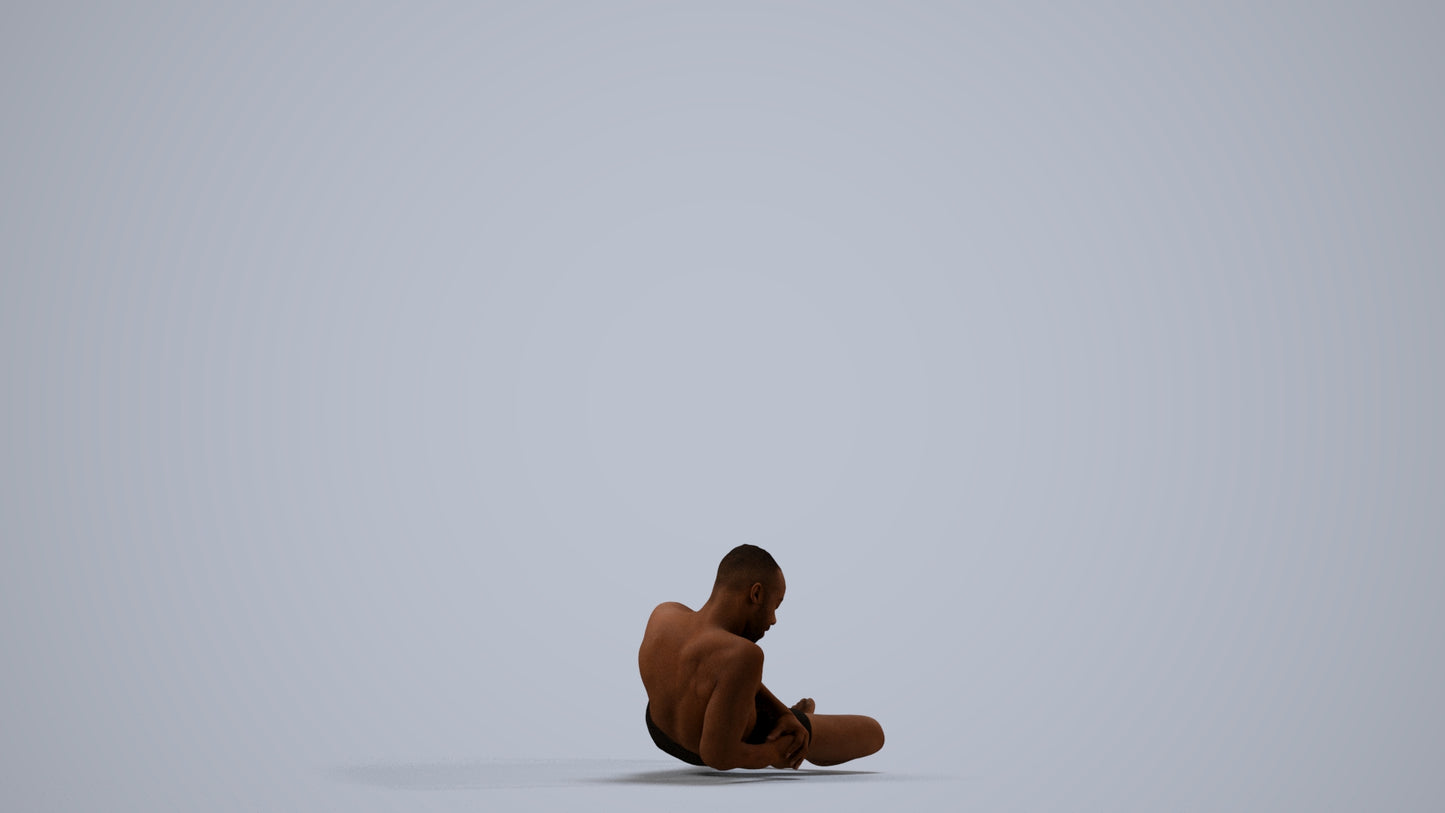 3D people model man pool, scanned human for 3ds Max rendering, side view render