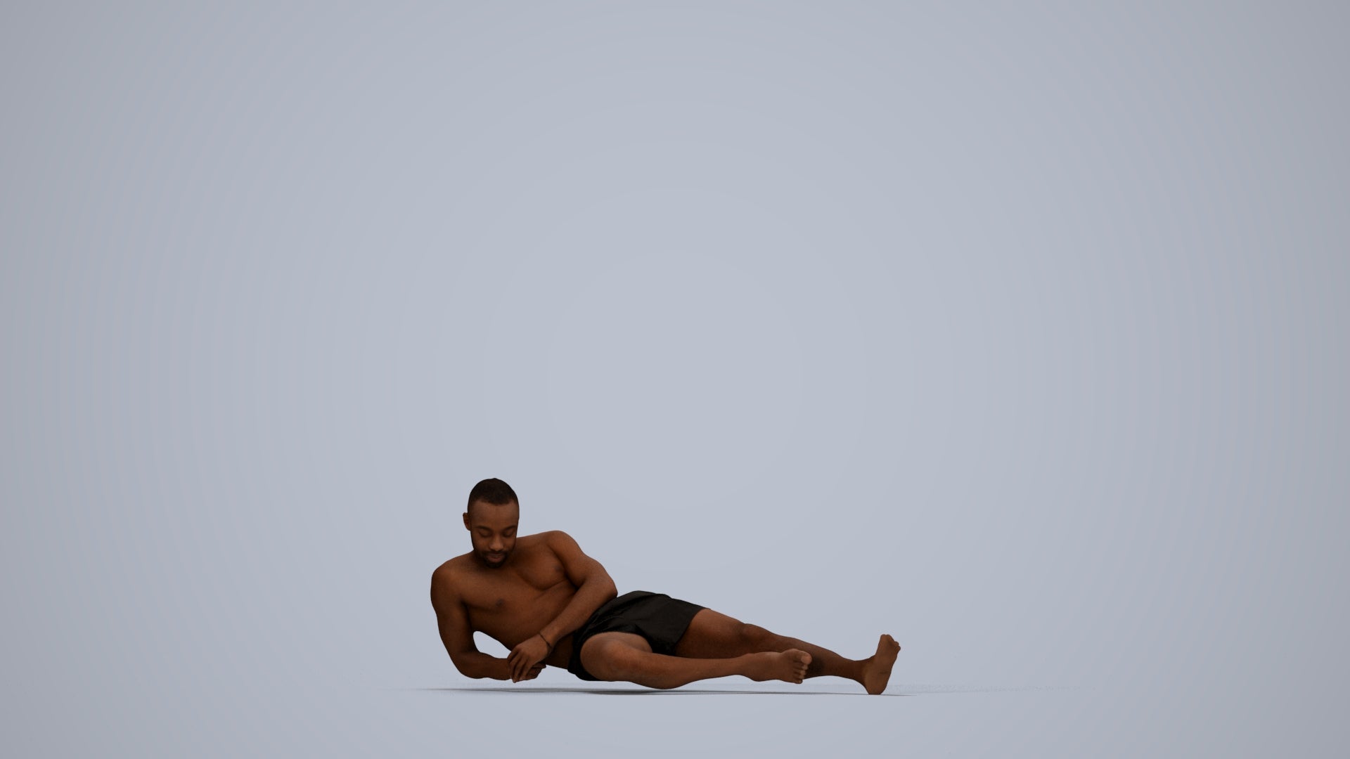 3D people model man pool, scanned human for 3ds Max rendering, top-down view render