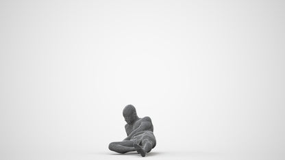 3D people model man pool, scanned human for 3ds Max rendering, wireframe front view