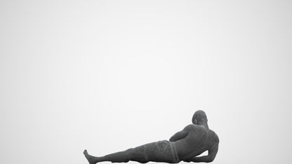3D people model man pool, scanned human for 3ds Max rendering, wireframe side view