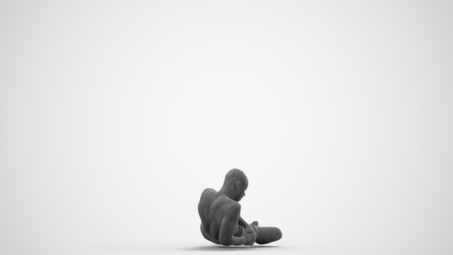 3D people model man pool, scanned human for 3ds Max rendering, wireframe three-quarter view