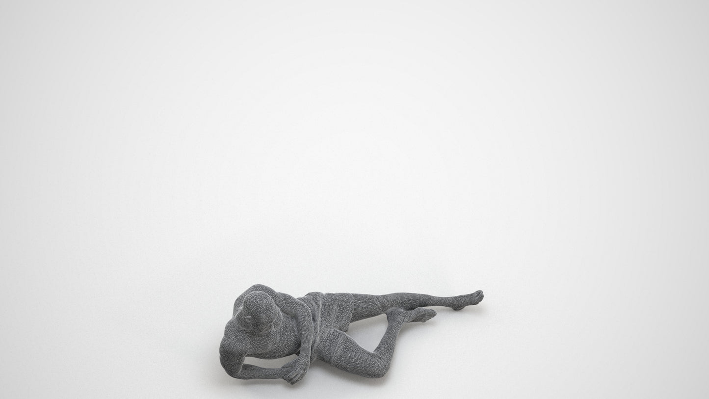 3D people model man pool, scanned human for 3ds Max rendering, wireframe back view
