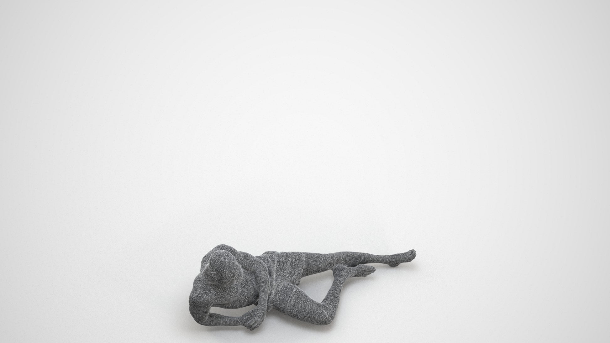 3D people model man pool, scanned human for 3ds Max rendering, wireframe back view