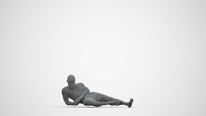 3D people model man pool, scanned human for 3ds Max rendering, wireframe top-down view