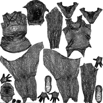 3D human model woman sport, photogrammetry scanned person for archviz, wireframe top-down view