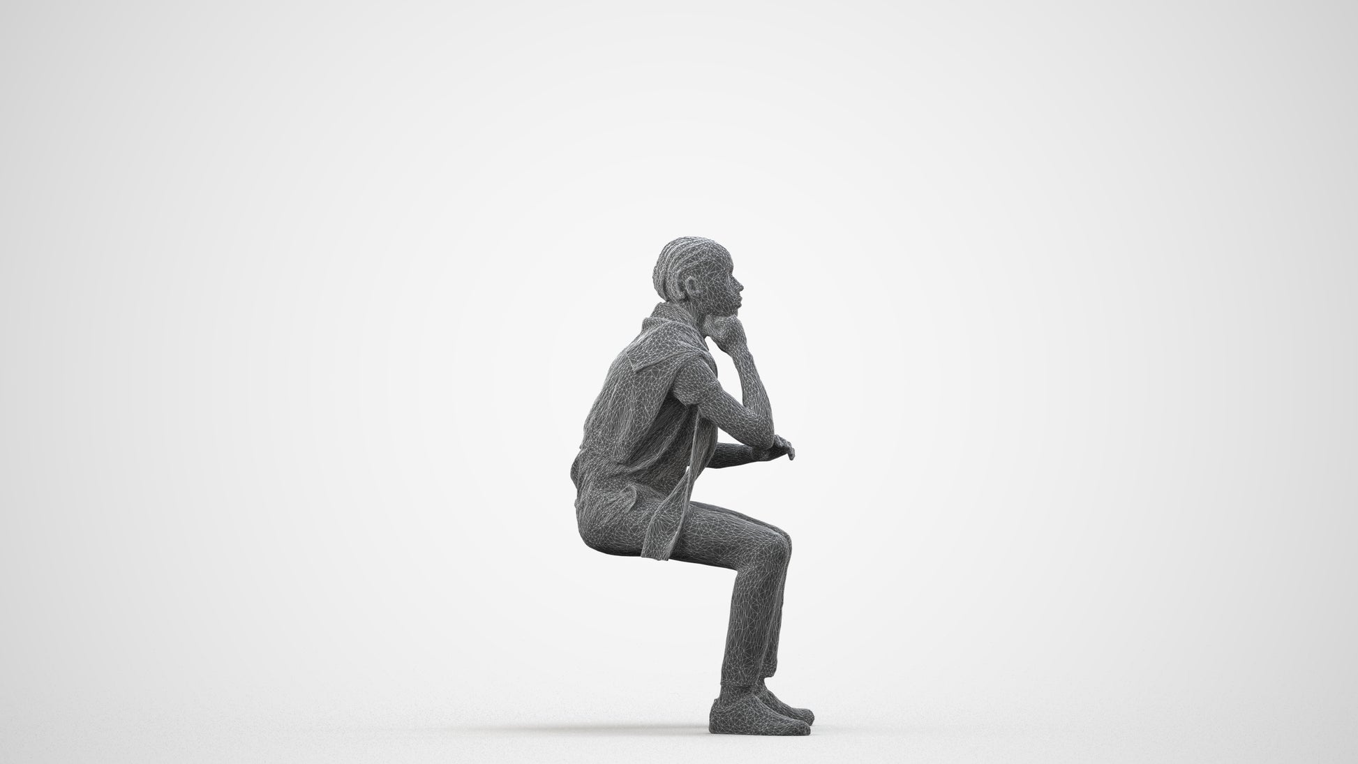 realistic 3D boy casual kids, scanned archviz people for Blender and 3ds Max, wireframe side view
