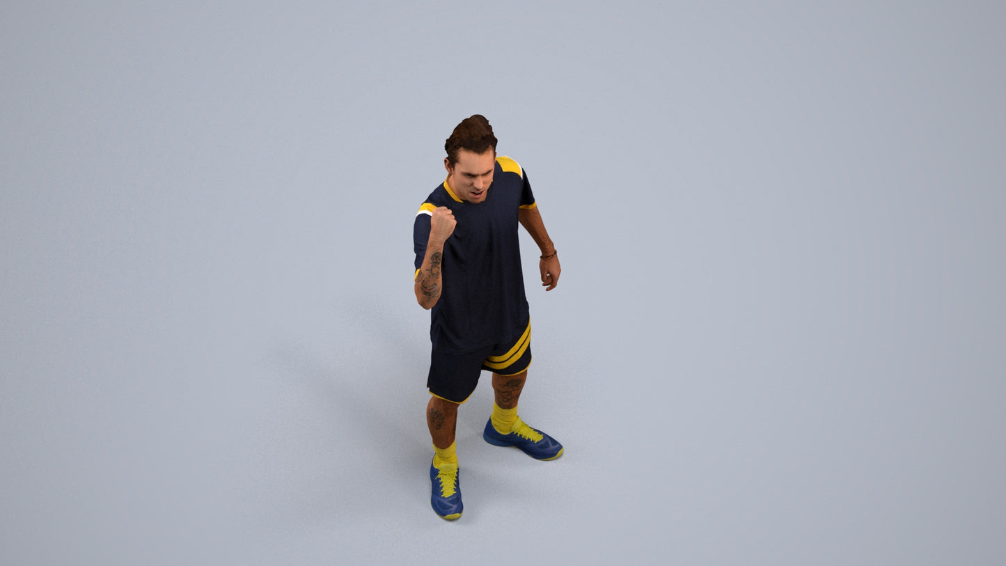 3D people model man sport, scanned human for 3ds Max rendering, back view render