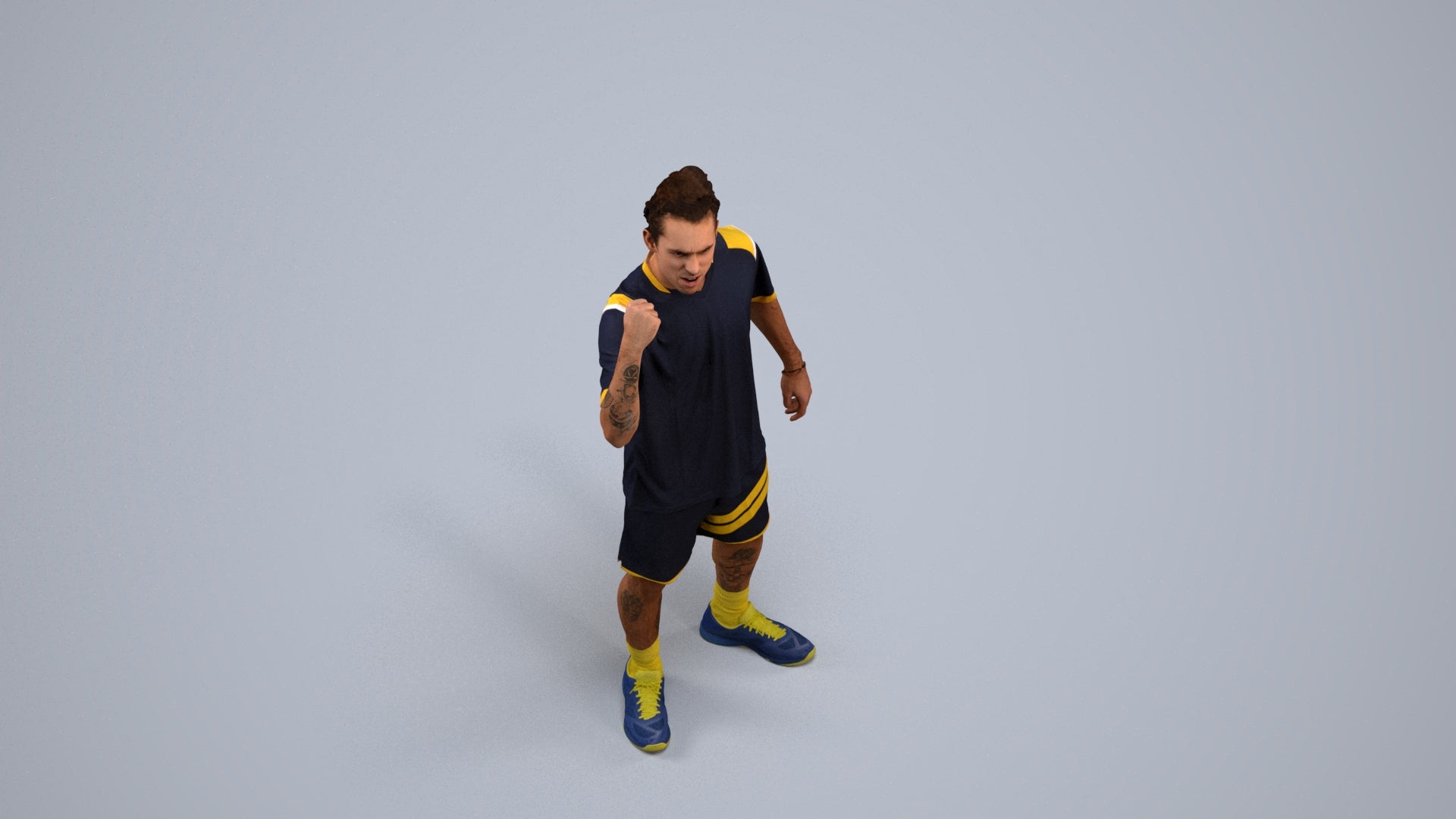 3D people model man sport, scanned human for 3ds Max rendering, back view render