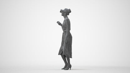 3D human model woman casual standing, photogrammetry scanned person for archviz, square thumbnail
