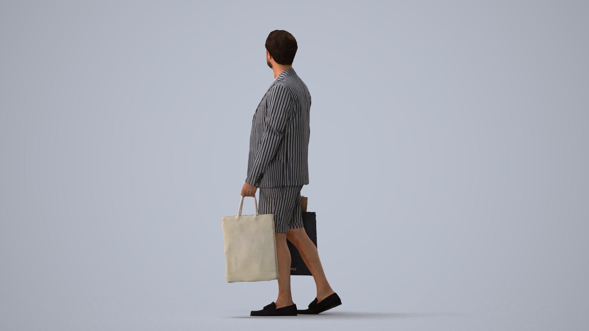 photogrammetry 3D man casual formal, realistic human model archviz FBX, three-quarter view render