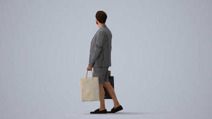 photogrammetry 3D man casual formal, realistic human model archviz FBX, three-quarter view render