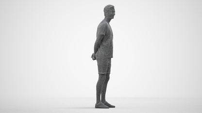 photogrammetry 3D man casual standing, realistic human model archviz FBX, wireframe side view