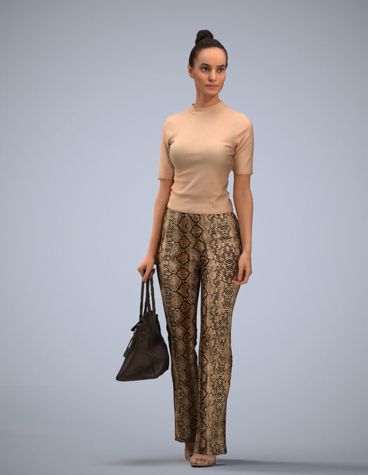 realistic 3D human woman casual walking, archviz people FBX OBJ for Blender