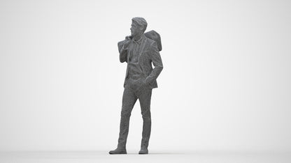 realistic 3D people man business, render-ready for V-Ray and Corona, FBX OBJ, wireframe back view