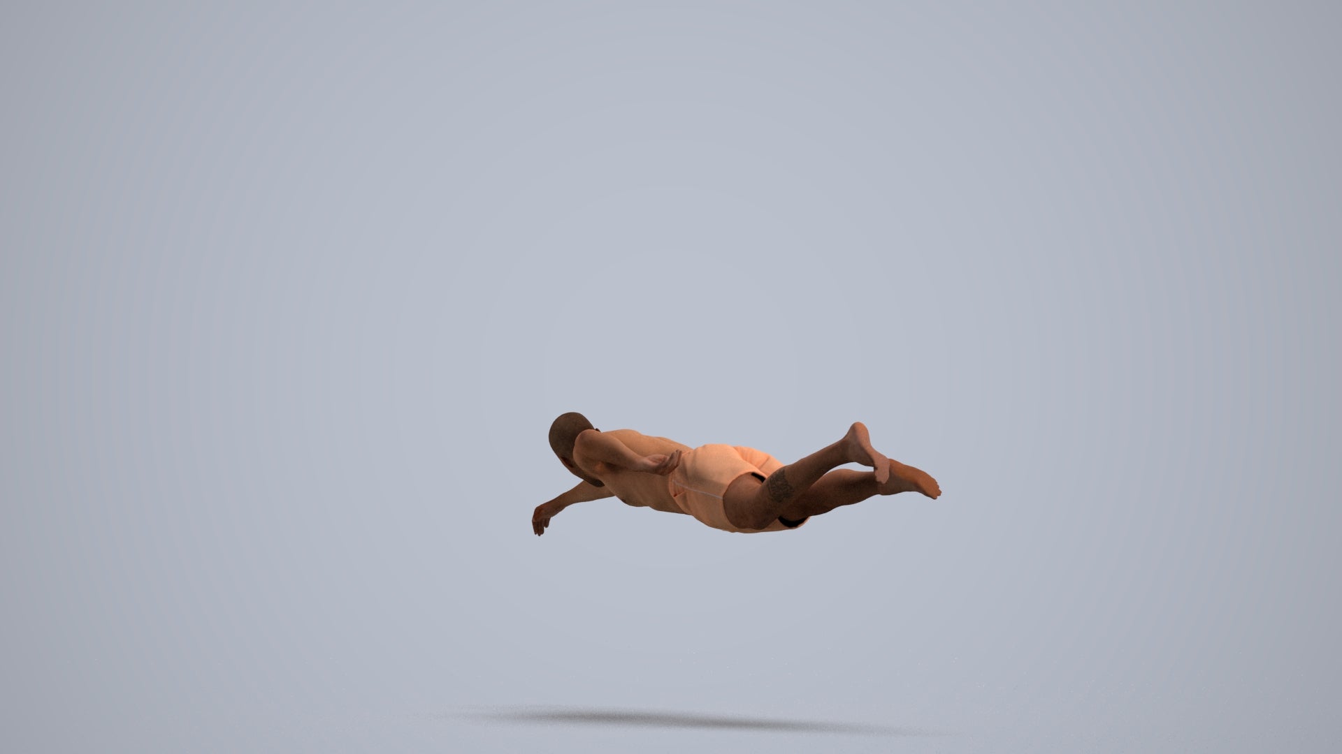 3D scanned man pool sport, photorealistic archviz people for Enscape and SketchUp, side view render