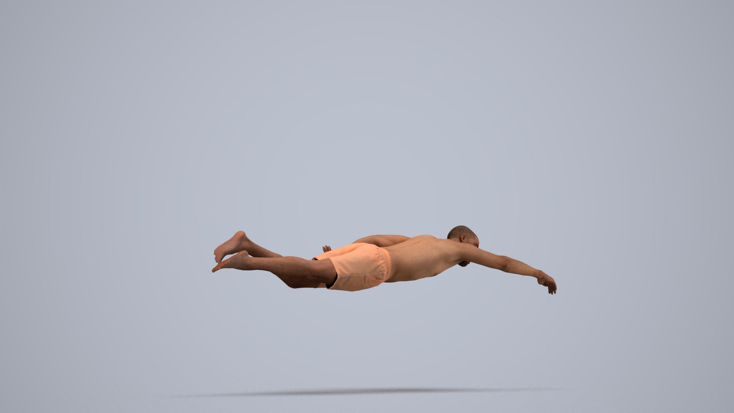 3D scanned man pool sport, photorealistic archviz people for Enscape and SketchUp, back view render