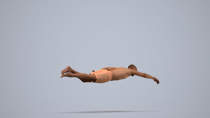 3D scanned man pool sport, photorealistic archviz people for Enscape and SketchUp, back view render