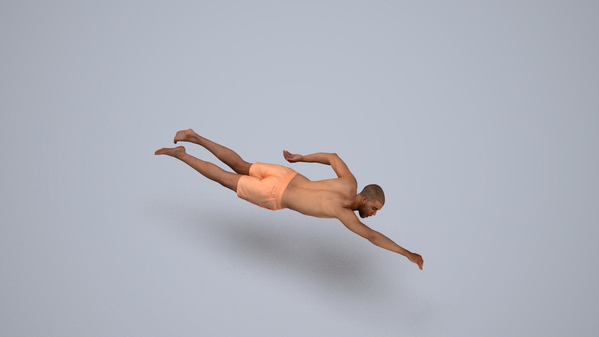 3D scanned man pool sport, photorealistic archviz people for Enscape and SketchUp, top-down view render