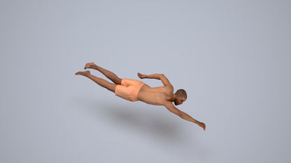 3D scanned man pool sport, photorealistic archviz people for Enscape and SketchUp, top-down view render