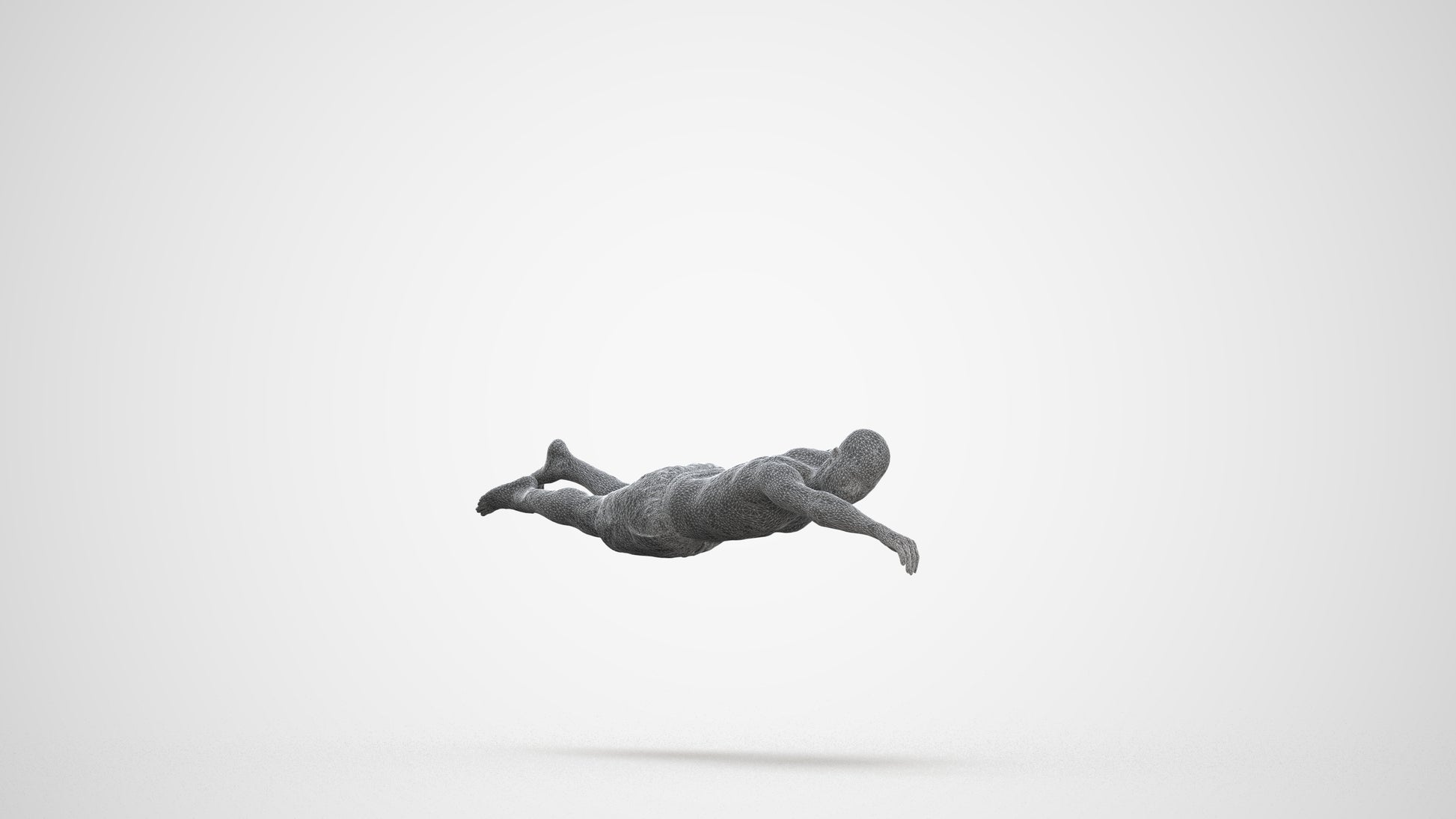 3D scanned man pool sport, photorealistic archviz people for Enscape and SketchUp, wireframe front view