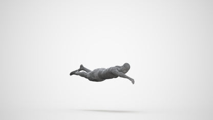 3D scanned man pool sport, photorealistic archviz people for Enscape and SketchUp, wireframe front view
