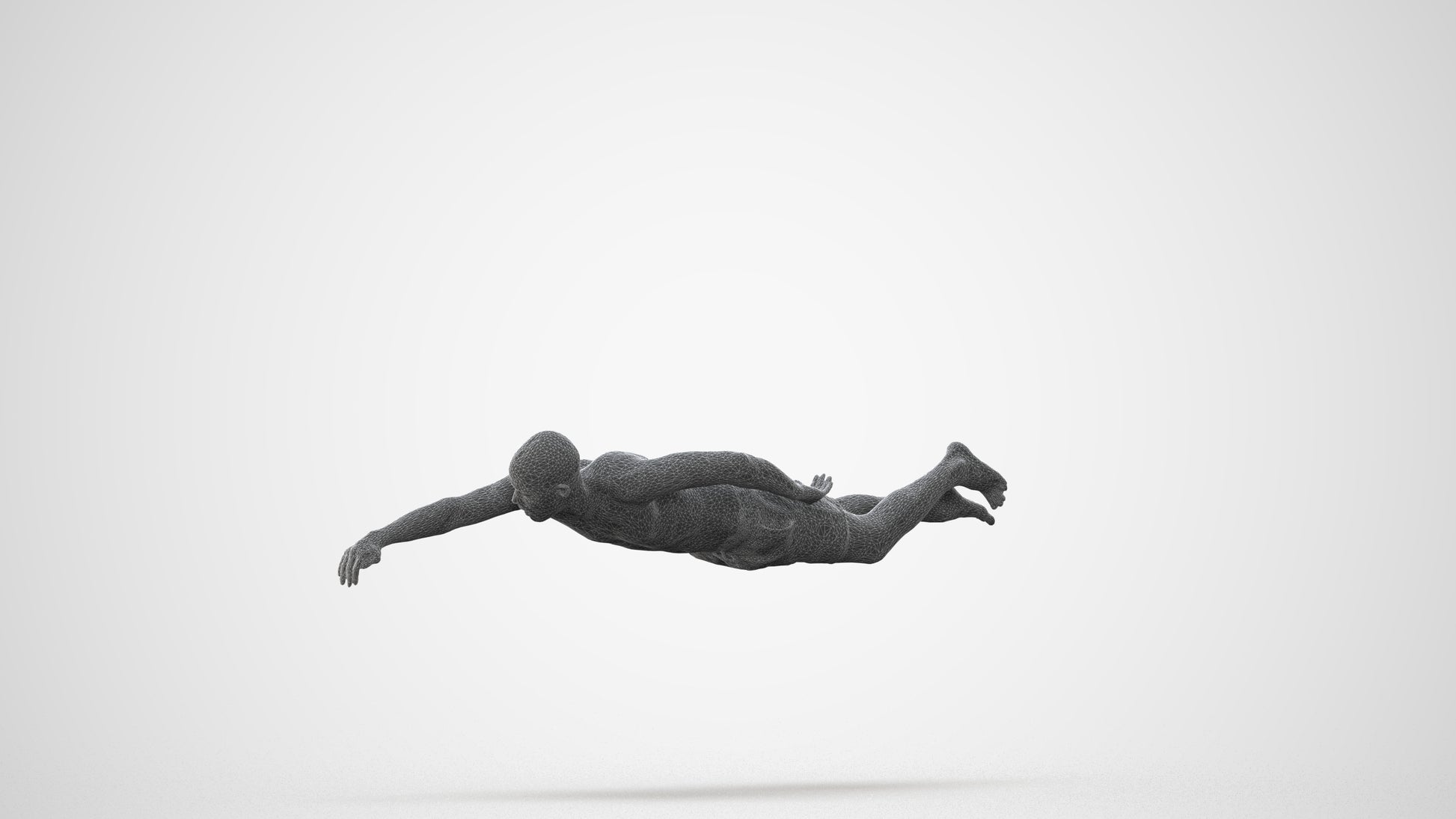 3D scanned man pool sport, photorealistic archviz people for Enscape and SketchUp, wireframe side view