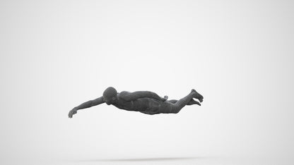 3D scanned man pool sport, photorealistic archviz people for Enscape and SketchUp, wireframe side view
