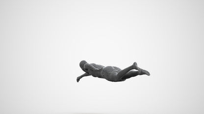 3D scanned man pool sport, photorealistic archviz people for Enscape and SketchUp, wireframe three-quarter view