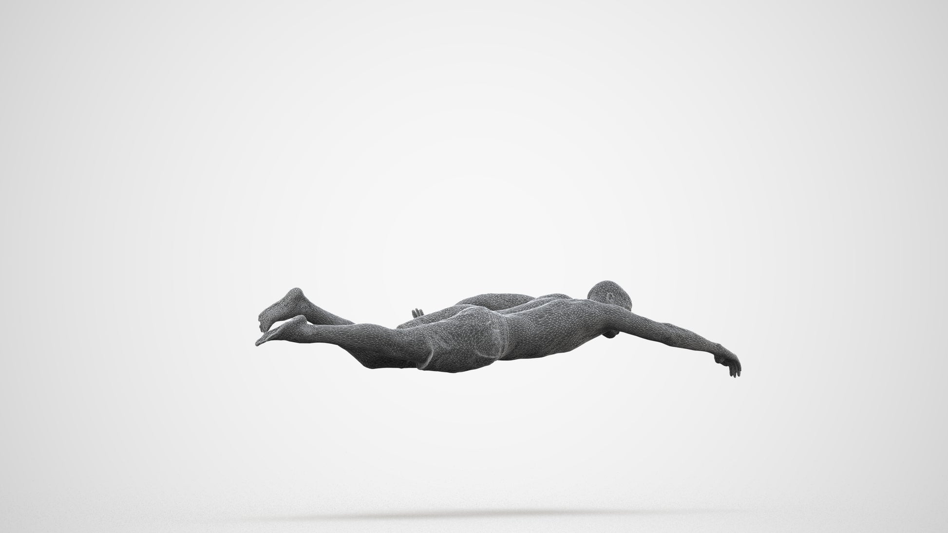 3D scanned man pool sport, photorealistic archviz people for Enscape and SketchUp, wireframe back view