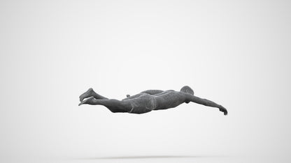 3D scanned man pool sport, photorealistic archviz people for Enscape and SketchUp, wireframe back view