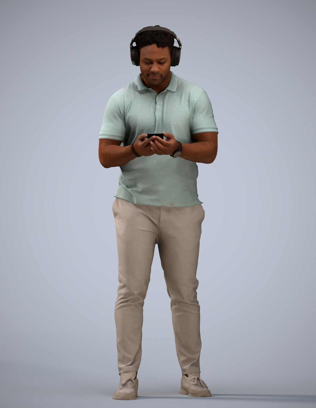 3D people model man casual standing, scanned human for 3ds Max rendering