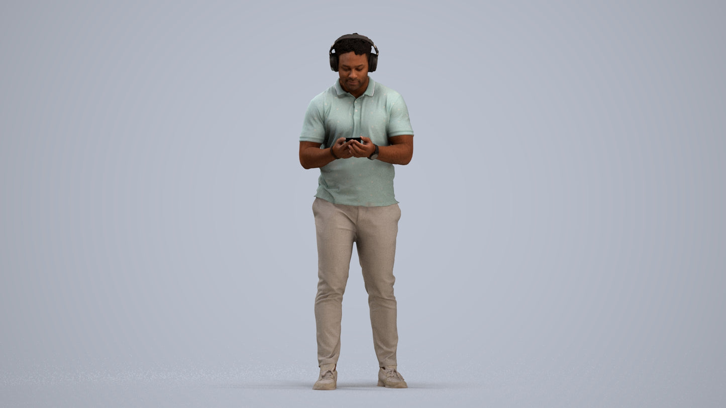 3D people model man casual standing, scanned human for 3ds Max rendering, standing pose render